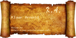 Klaar Arnold névjegykártya
